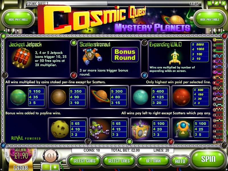 cosmic quest 2 mystery planets игровой автомат