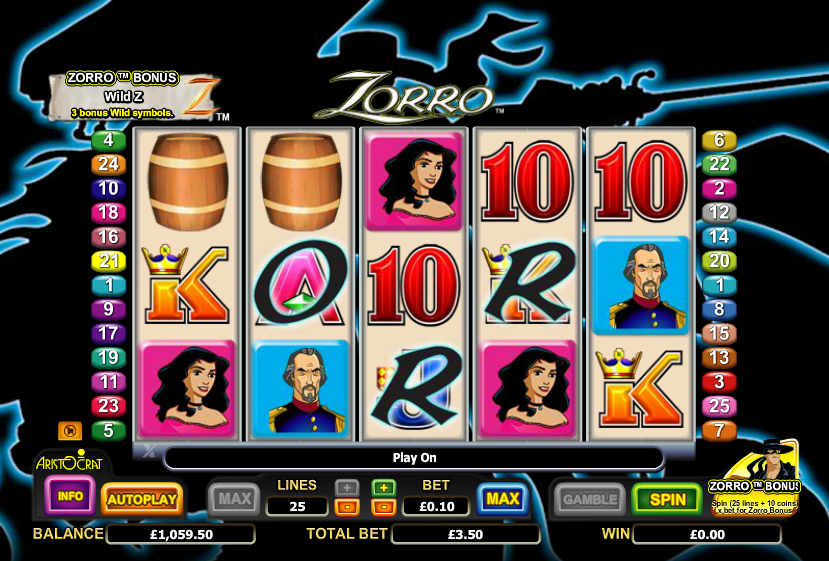 15/08/ · Start play the free online Zorro slot machine by Aristocrat Gaming as it`s available for free and without download in all online casinos from our list.It’s based on the famous hero with the same name.(You may know Zorro as the liberator of Los Angeles and damsels in distress.) Because of the theme, the game has a comical look and interface.Surprisingly, it is filled with lots of bonus features 4,6/5(44).