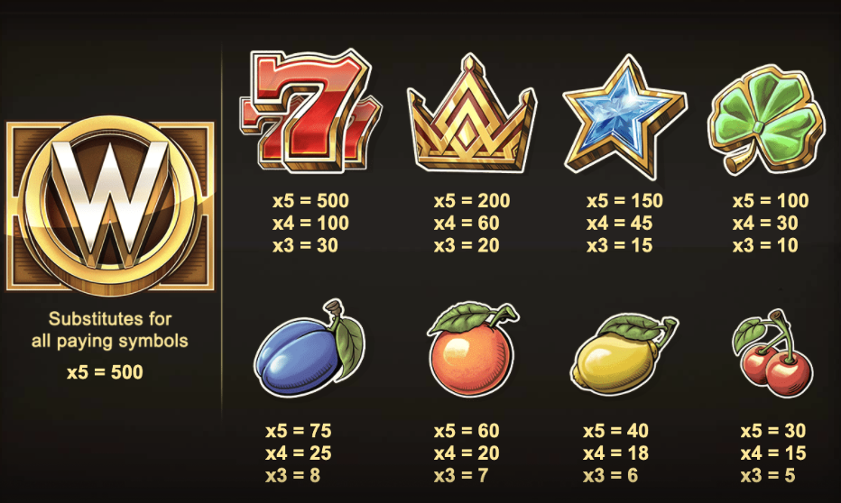 Great Gold paytable